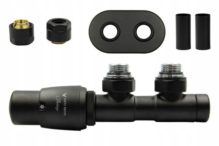 ZAWÓR GRZEJNIKOWY KĄTOWY TWINS 50MM CZARNY LEWY