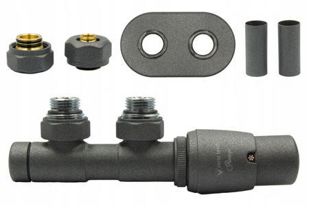 ZAWÓR GRZEJNIKOWY KĄTOWY TWINS 50MM ANTRACYT LEWY