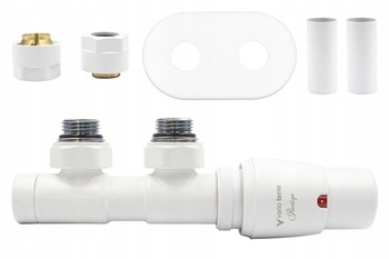 ZAWÓR GRZEJNIKOWY KĄTOWY TWINS 50MM BIAŁY PRAWY