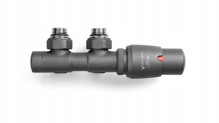 ZAWÓR GRZEJNIKOWY KĄTOWY TWINS 50MM ANTRACYT PRAWY