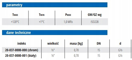 ZESTAW DO GRZEJNIKA OSIOWY BIAŁY LEWY + ZŁĄCZKI