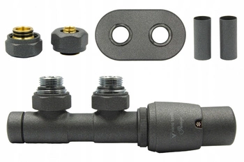 ZAWÓR GRZEJNIKOWY KĄTOWY TWINS 50MM ANTRACYT PRAWY