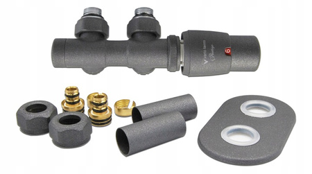 ZAWÓR GRZEJNIKOWY KĄTOWY TWINS 50MM ANTRACYT PRAWY