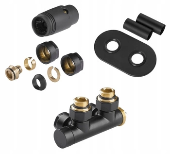 ZAWÓR DO GRZEJNIKA 50 MM CZARNY + MASKOWNICE