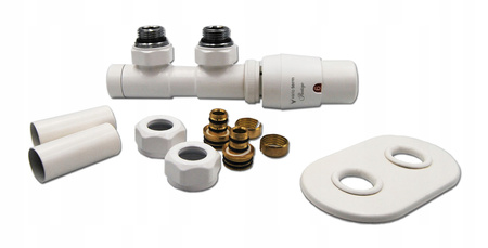 ZAWÓR GRZEJNIKOWY KĄTOWY TWINS 50MM BIAŁY PRAWY