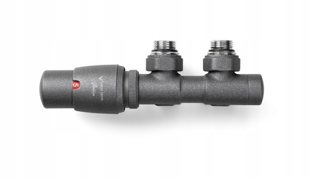 ZAWÓR GRZEJNIKOWY KĄTOWY TWINS 50MM ANTRACYT LEWY